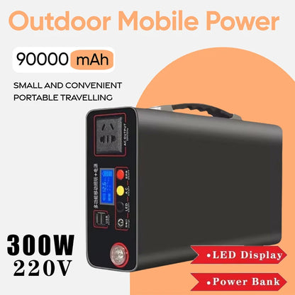 300W Bärbar kraftstation 220V 90000mAh Power Bank för camping