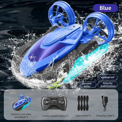 New S10 Water & Land 2 in 1 Remote Control High Speed Boat 2.4G Amphibious Hovercraft RC Drift Car Kids Toys Christmas Gifts