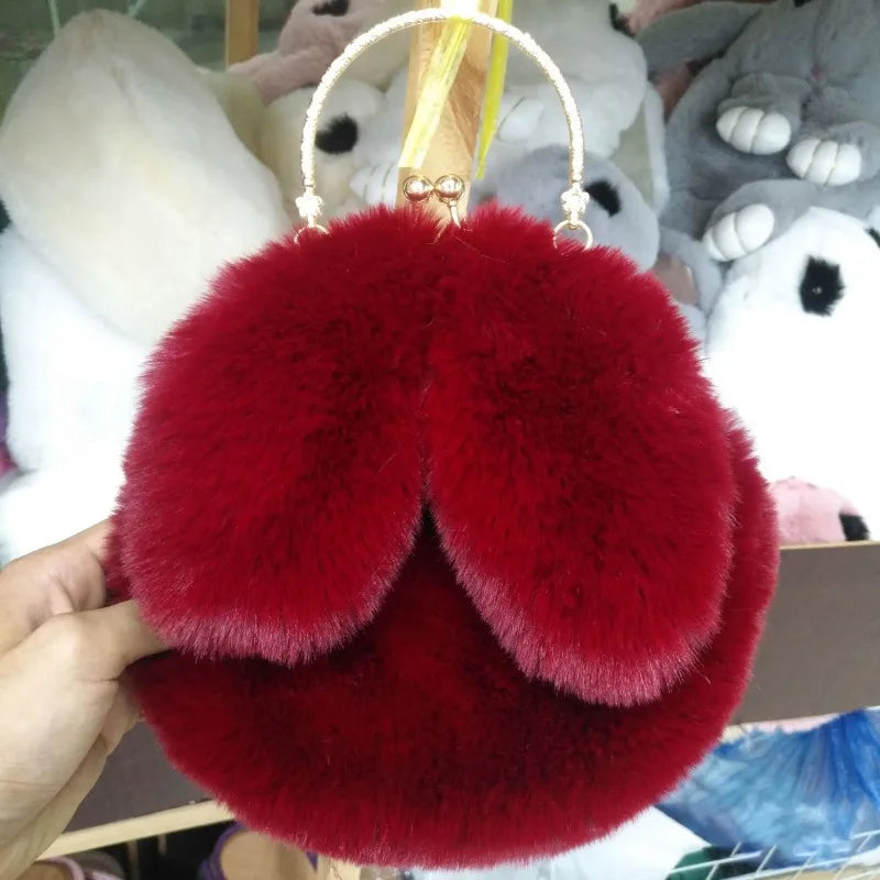 Cute Plush Rabbit Crossbody Bags for Women – Korean Version Cute Purses and Handbags, Girls New Rabbit Ear Shoulder Messenger Bag