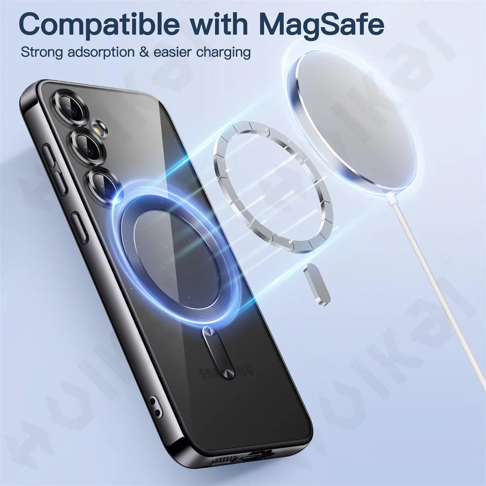 Silicone Full Camera Crystal Magnetic Car Phone Cover For Samsung