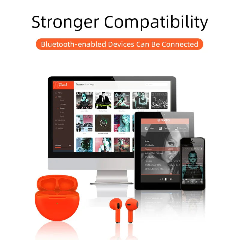 Original Pro 6 TWS Trådlösa Bluetooth-hörlurar Hörlurar Mini Fone-hörlurar Stereo Sport Headset för Xiaomi Android-hörlurar