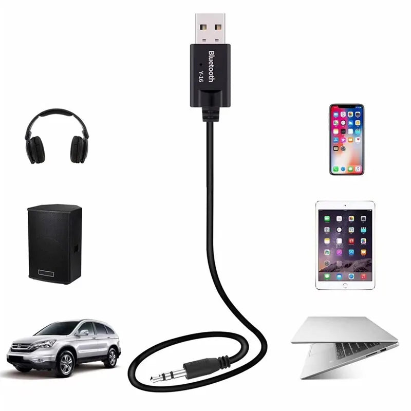 Bluetooth 5.0 Audio Receiver Car Kit 3.5MM 3.5 Jack AUX Auto Stereo Music USB Dongle Wireless Adapter for Car Speaker Amplifier