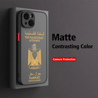 Matt transparent bakfodral för iPhone: Palestine Flag Map Passport Cover