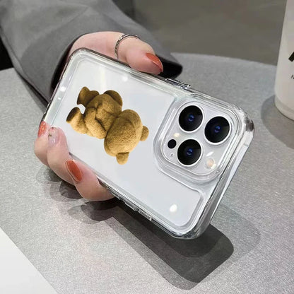 Teddy Bear Par Cartoon Telefonfodral för iPhone-modeller, mjukt genomskinligt stötsäkert bakstycke