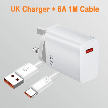 For Xiaomi 67W USB Fast Charger 6A Type C Cable Phone Power Adapter For Mi 12 11 POCO X5 X4 Pro Redmi Note9 10 11 Charging Line