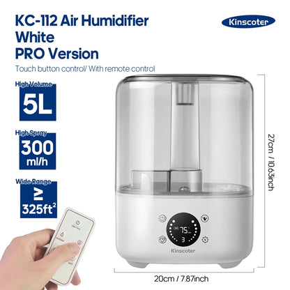 KINSCOTER 3L Air Humidifier – Large Capacity Plant Mist Aroma Diffuser with Remote Control and Timer for Home Use