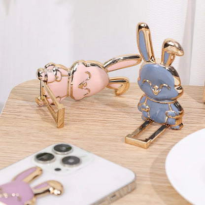 Bunny Finger Ring Holder Mini Pull Rod Phone Stand Universal Phone Fold Lazy Buckle Three-dimensional Back Sticker Pad Bracket