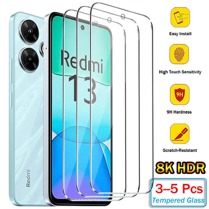 3/5 st härdat glas för Xiaomi Redmi Note 13 12 Pro skärmskydd för Redmi Note 13 12 13C 12C Skyddsfilm av glasskydd