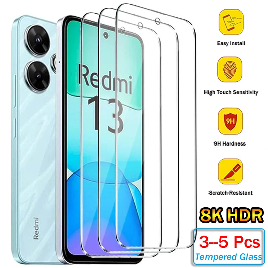 3/5 st härdat glas för Xiaomi Redmi Note 13 12 Pro skärmskydd för Redmi Note 13 12 13C 12C Skyddsfilm av glasskydd