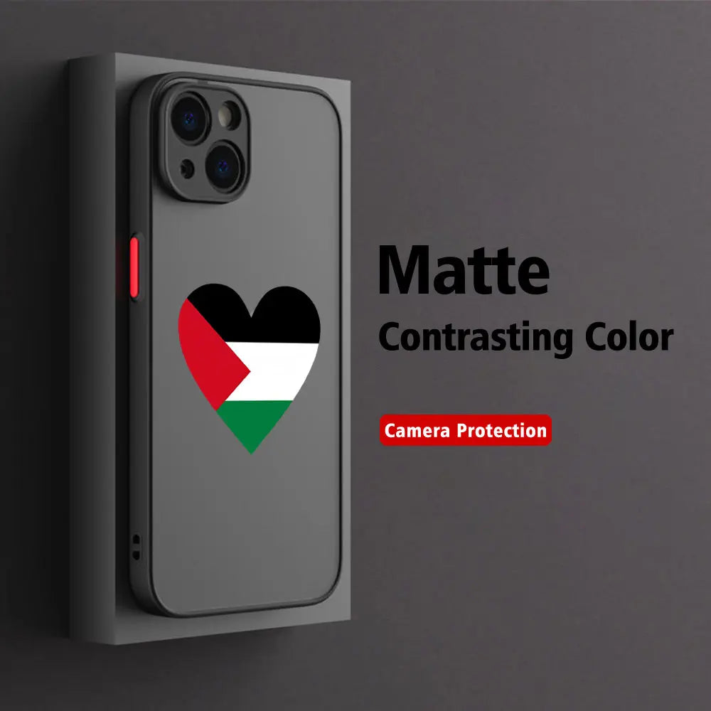 Matte Transparent Back Case For iPhone: Palestine Flag Map Passport Cover