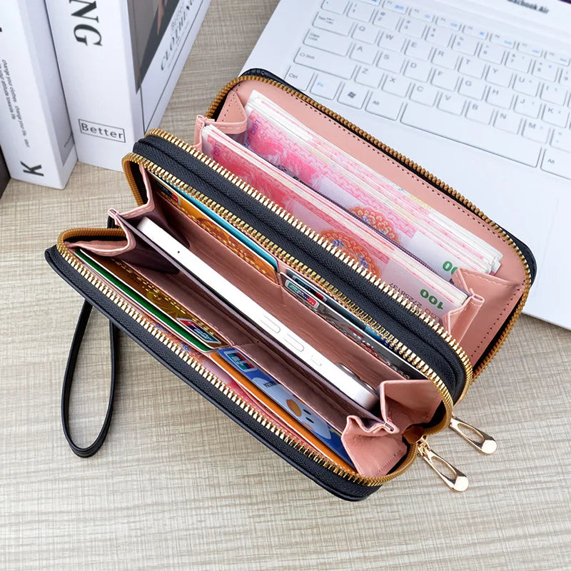 Women's Long Wallet – Double Zipper, Large Capacity Handbag with Double Layer Design, Fashionable and Practical Mobile Case