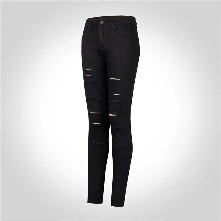 Rippade Skinny Jeans med High Stretch och Pencil Fit