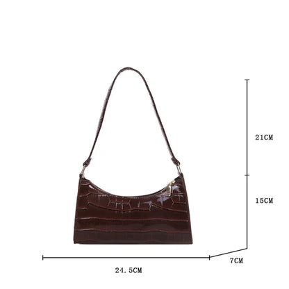 Retro Alligator Pattern Female Small Handbags and Purse – Armpit Shoulder Bags, High-Quality PU Leather Ladies Clutch Totes Bag.