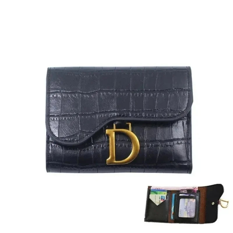 Women's Short Leather Wallet – Compact Luxury Purse with Card Holder and Money Clip