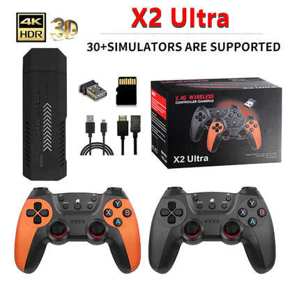 X2 Ultra Video Game Stick-konsol eller ENDAST 2,4G dubbel trådlös handkontroll 4K HD30000 Spel 128G Retrospel Julklapp