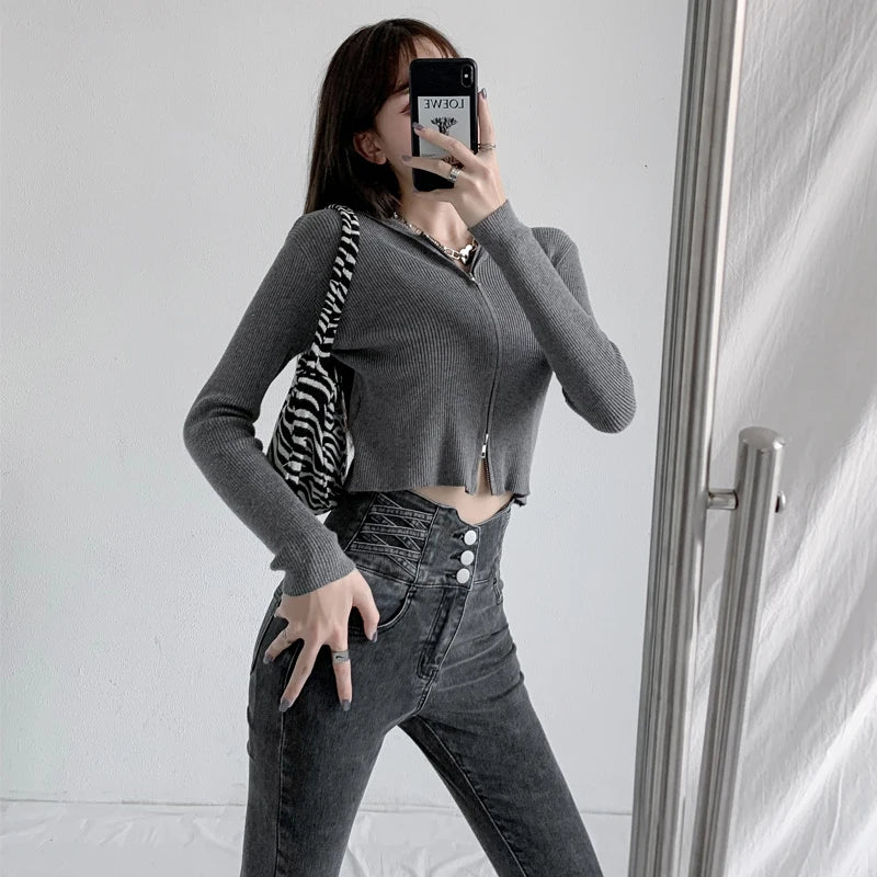 ZOENOVA Stretch Jeans Women 2022 Push Up Sexy Retro High Waist Skinny Mom Pants Korean Fashion Denim Trousers Femme Spring New