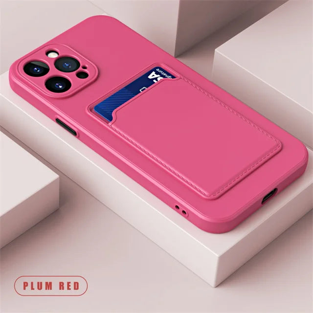 Luxury Soft Silicone Wallet Case For iPhone: Card Holder Slot Back Cover Protective Accessories