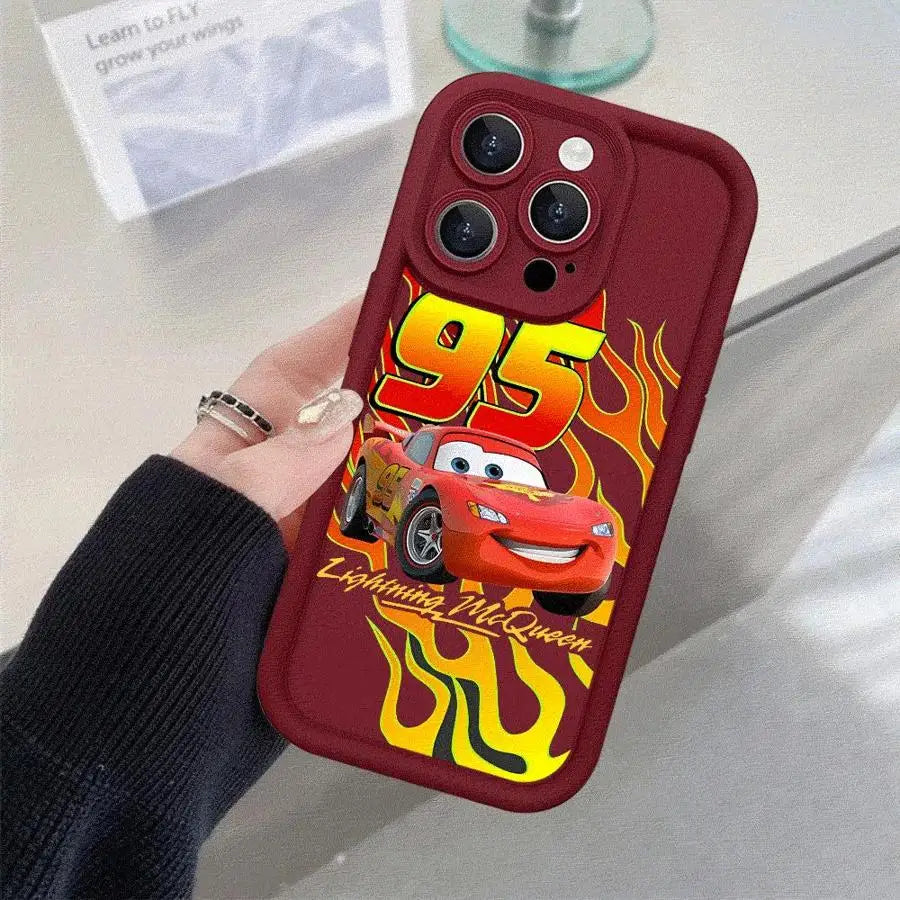 Lightning McQueen Phone Case for Apple iPhone 16 11 13 15 12 14 Pro Max 7 XR X XS 13 12 Mini 14 Plus 8 SE Silicone Cover