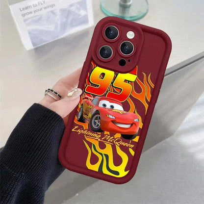 Lightning McQueen telefonfodral för Apple iPhone 16 11 13 15 12 14 Pro Max 7 XR X XS 13 12 Mini 14 Plus 8 SE Silikonskydd