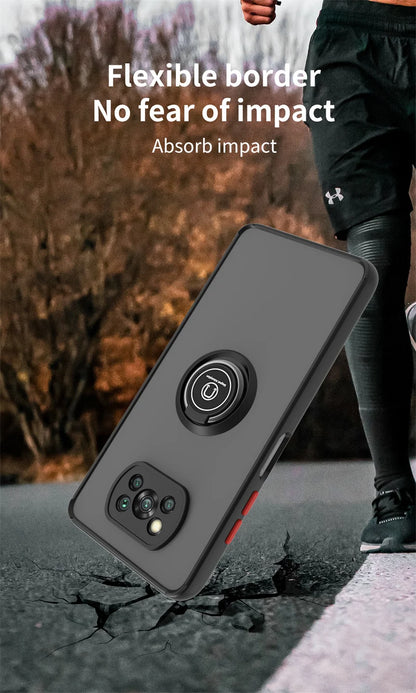 Stötsäkert fodral för Xiaomi Poco X3 Pro, magnetisk bilhållare Ringställ Telefonskydd för Poco X3 NFC, X3 Pro, Poco X3 Pro