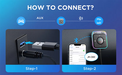 Joyroom Bluetooth 5.4 biladapter med dubbla mikrofoner brusreducering AUX Bluetooth trådlös mottagare bilsats plug-and-play