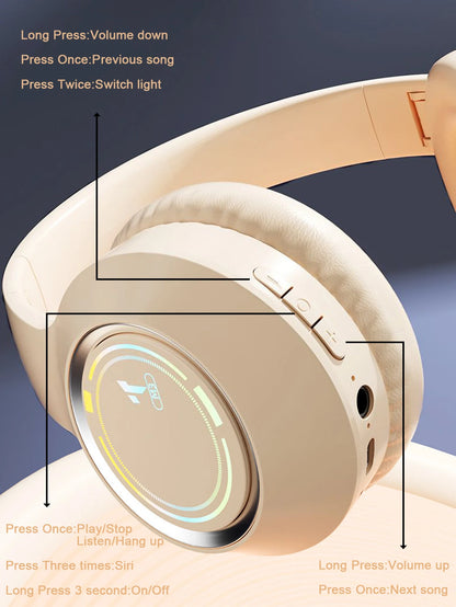 M3 Light-emitting Bluetooth Headset Folding LED Card Wireless Headset TYPE-C Charging Multi-scene Use Game Office