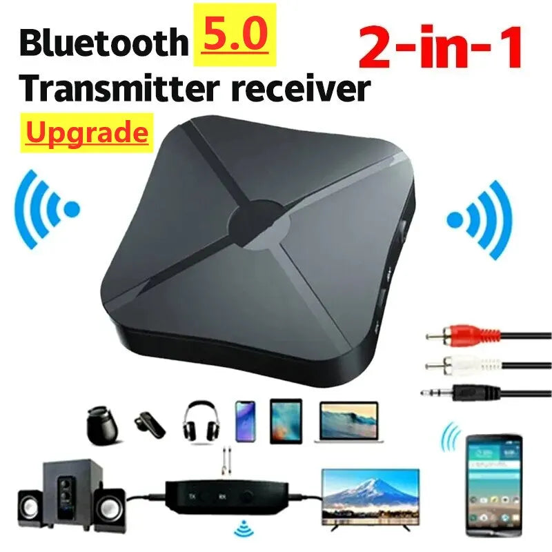 KN319 Bluetooth-sändaremottagare 2 i 1 Stereo Audio Receiver Converter Trådlös Adapter Med RCA 3,5MM AUX För Bil TV PC