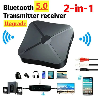 KN319 Bluetooth-sändaremottagare 2 i 1 Stereo Audio Receiver Converter Trådlös Adapter Med RCA 3,5MM AUX För Bil TV PC