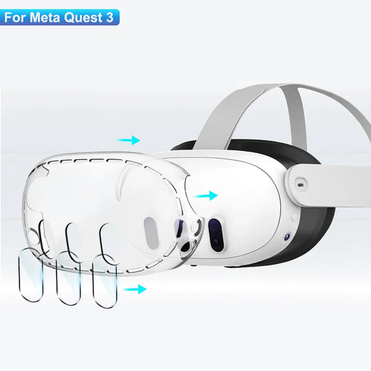 Transparent skalfodral för Meta Quest 3-tillbehör, VR-headsetskydd Kameralinsskydd Härdat glas för Quest3