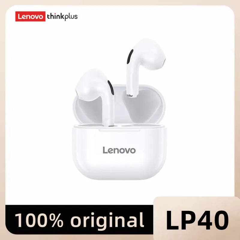 Original Lenovo lp40 Bluetooth-hörlurar 5.0 uppslukande ljud HIFI TWS med mikrofonpekkontroll för lång väntetid Rörelse