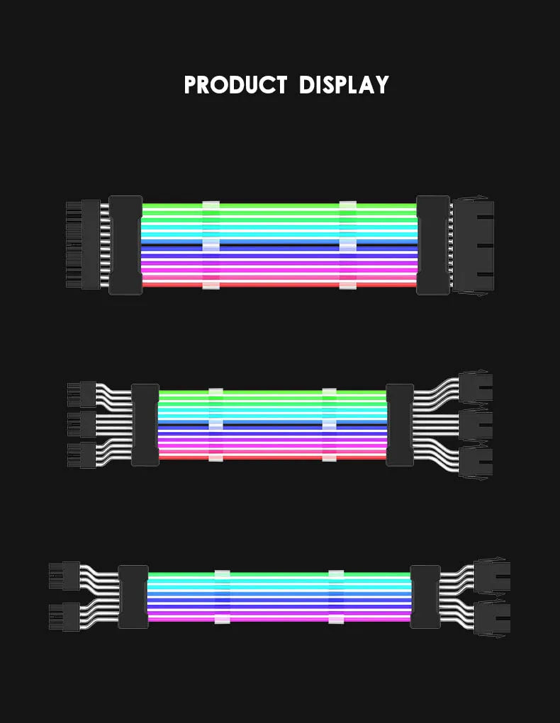 ARGB PSU Power Supply Extension Cable 24 Pin Motherboard Extension Cable graphics card 8-Pin 6+2Pin RGB glow extension cable