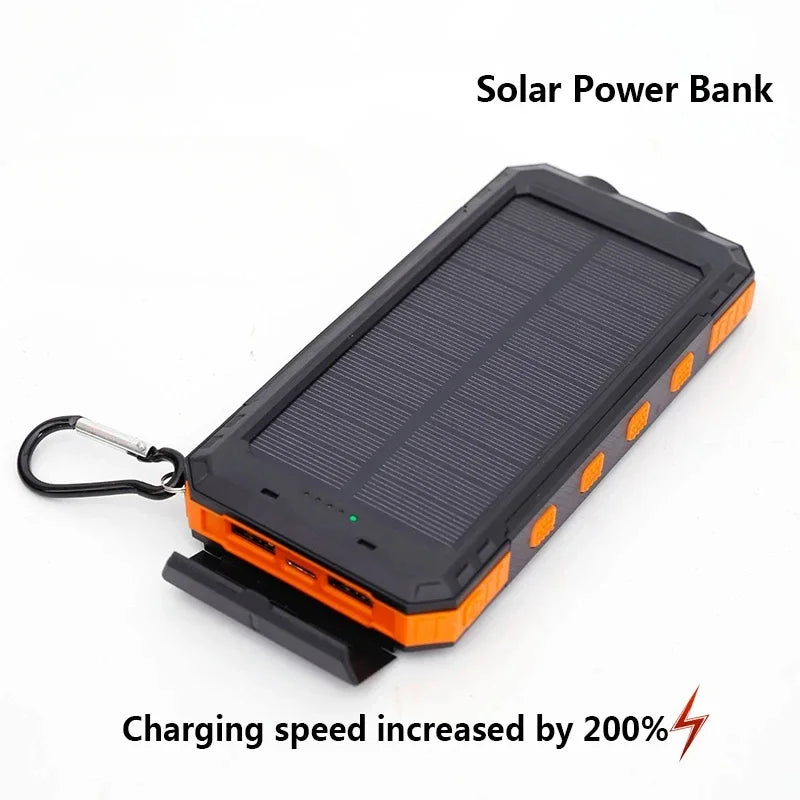 200000mAh Solar Power Bank with USB-A and USB-C Fast Charging