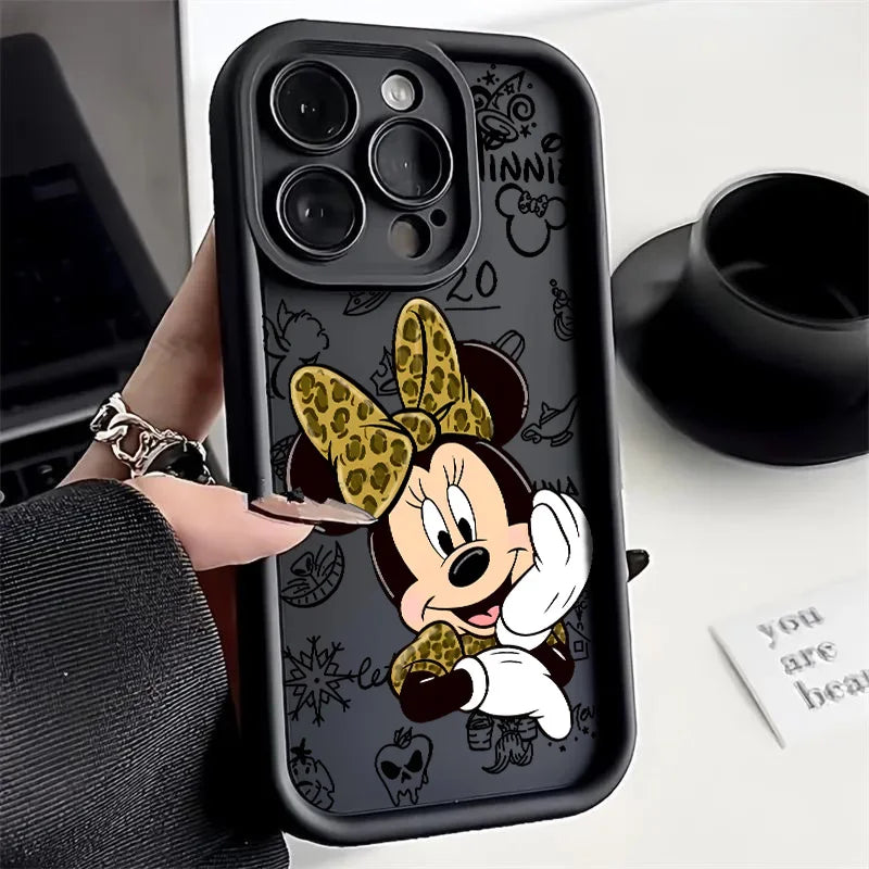 Minnie Disney Mus för iPhone 15 14 13 12 11 Pro Max XS Max X XR 7 8 Plus 6S 5S Liquid Eye Ladder Telefonfodral