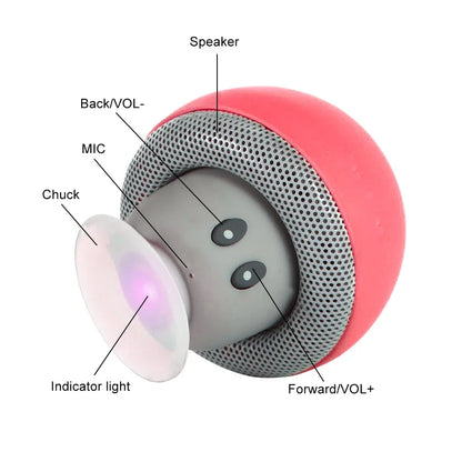 Mini Mushroom Bluetooth Speaker - Creative Mini Suction Cup Portable Smart Speaker for Phones - Cross-border Cartoon Gift