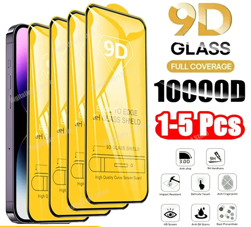 1-5PCS 9D Screen Protector Tempered Glass for IPhone 12 Mini