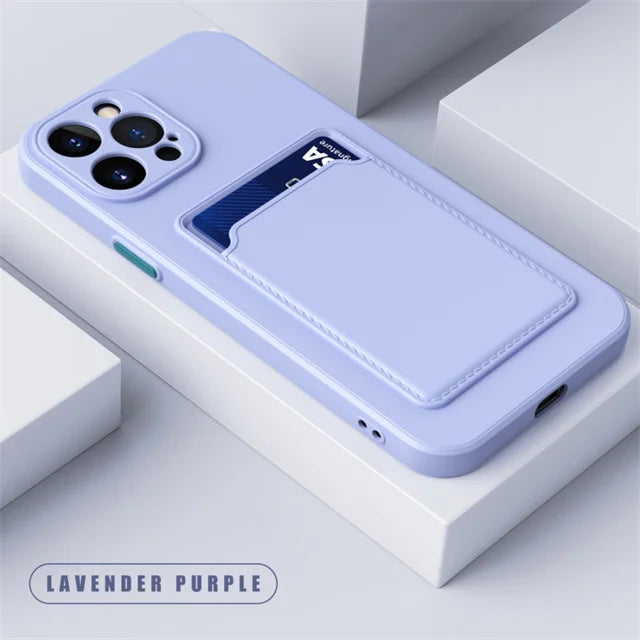 Luxury Soft Silicone Wallet Case For iPhone: Card Holder Slot Back Cover Protective Accessories