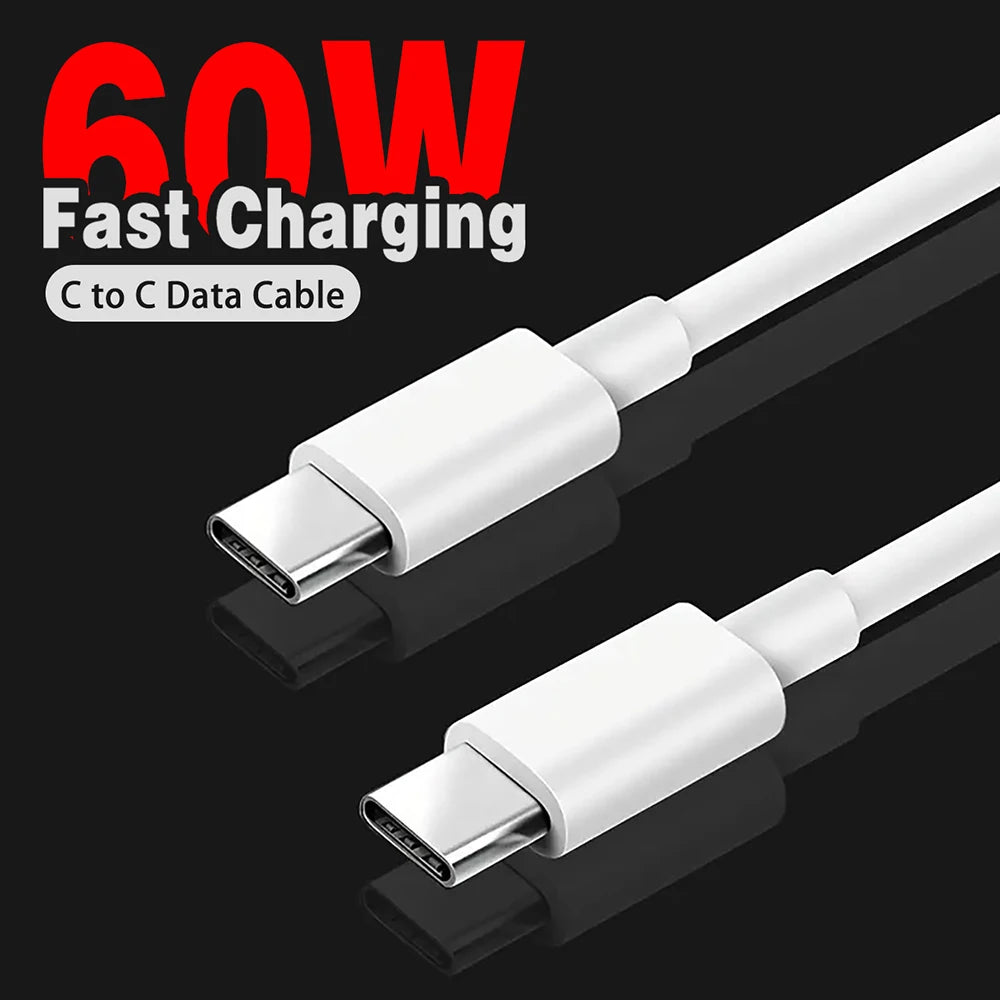 PD 60W USB C till USB Typ C Kabel Snabbladdning Datakabel För Iphone 15 15Pro Huawei Samsung Xiaomi Data Line Svart Vit 1M 2M 3M