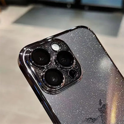 Lyxigt glittertelefonfodral för iPhone: Genomskinlig genomskinlig stötsäker hård baksida