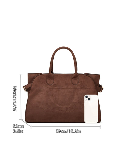 Elegant Suede Tote Bag: Large Capacity, Portable Briefcase Travel Bag