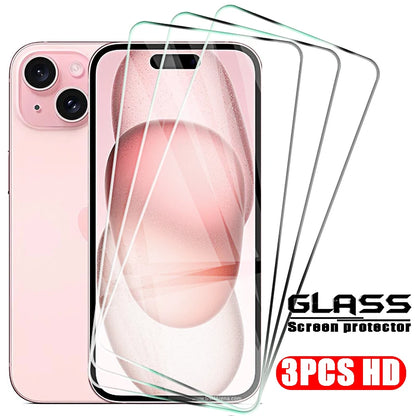 4pcs-HD Screen Protector and Case with Tempered Glass for iPhone Models