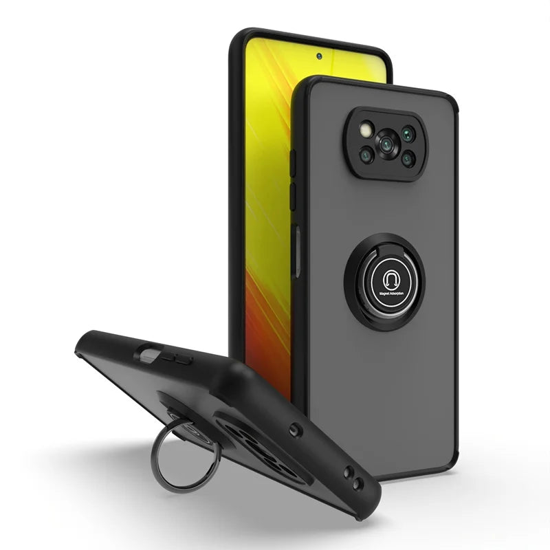 Stötsäkert fodral för Xiaomi Poco X3 Pro, magnetisk bilhållare Ringställ Telefonskydd för Poco X3 NFC, X3 Pro, Poco X3 Pro