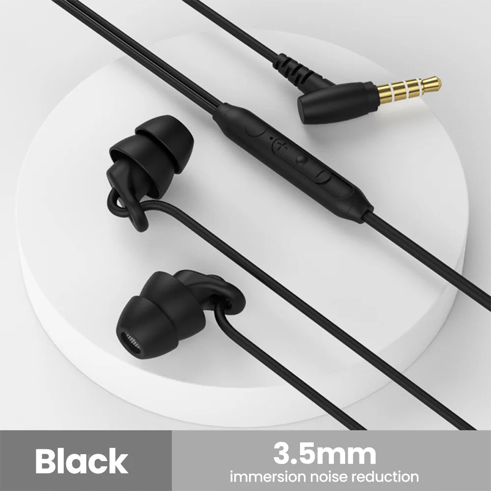 Soft Silicone Headphones Wired Handsfree Type C 3.5mm Jack Earphones In-Ear Sleep Wired Headset With Mic In-line Control Earbuds