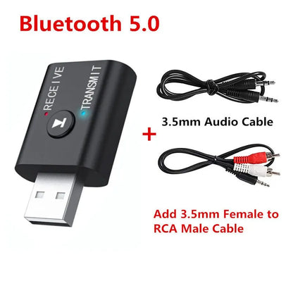 Bluetooth 5.0 Audio Transmitter Receiver 3.5mm AUX Jack RCA USB Dongle Stereo Wireless Adapter for TV Car Kit Speaker Headphone