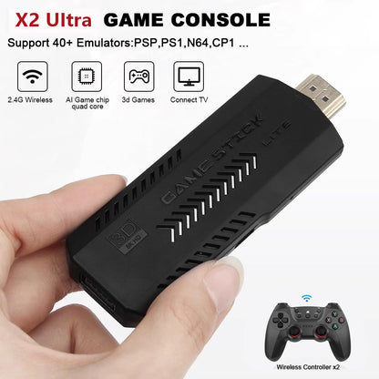 X2 Ultra Video Game Stick-konsol eller ENDAST 2,4G dubbel trådlös handkontroll 4K HD30000 Spel 128G Retrospel Julklapp