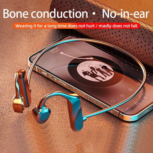 K69 Bone Conduction Hörlurar Bluetooth Hifi Musik hörlurar Sport Ear-hook Trådlösa headset med mikrofon vattentäta hörlurar