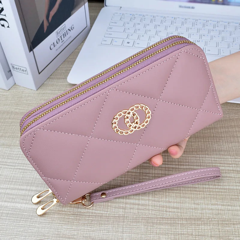 Women's Long Wallet – Double Zipper, Large Capacity Handbag with Double Layer Design, Fashionable and Practical Mobile Case