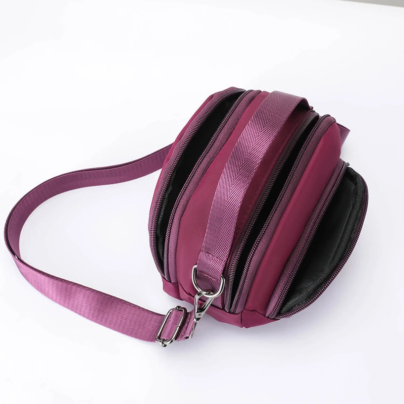 Women’s One-Shoulder Crossbody Bag – Casual Nylon Grid Mini Mobile Phone Bag