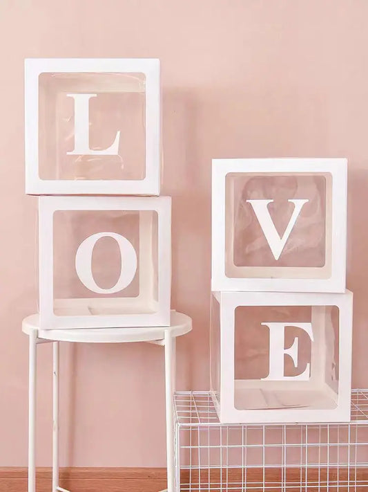 25/27cm Transparent Letter Baby Shower Box Birthday Wedding 1st Birthday Party Decorations Custom Cube Balloon with Letter Box