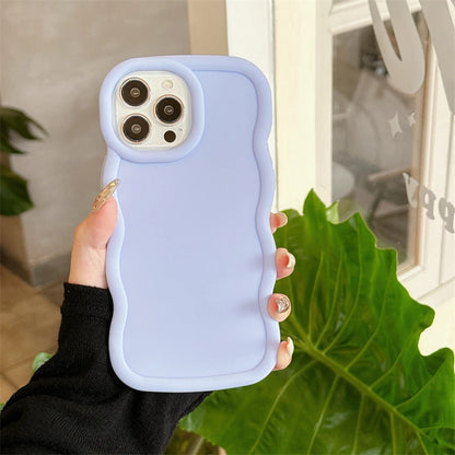 Wave Side Liquid Silicone Phone Case For iPhone 11 12 13 14 15 Pro Max Mini Xs X XR 6 6s 7 8 Plus SE Cream Soft Cover Fundas