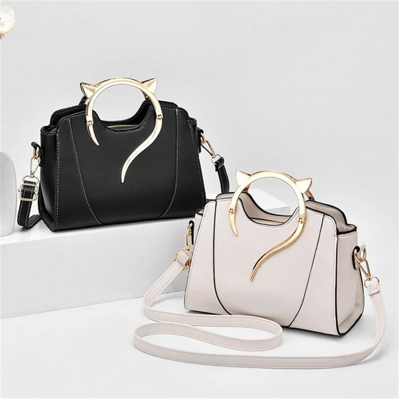 Black Handbag: Cute, Solid Color, PU Leather